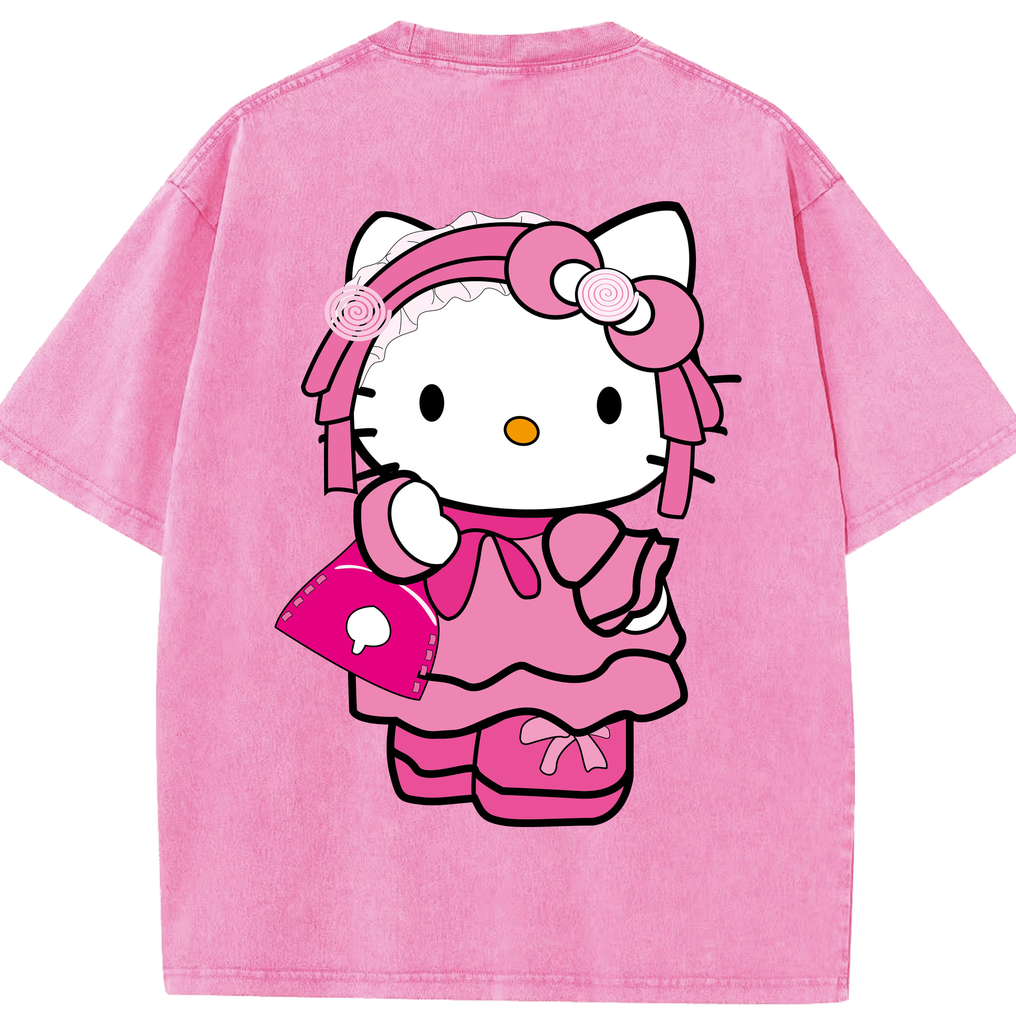 （画像用） Hello Kitty ハローキティ 綿100% ヴィンテージ風 半袖Tシャツ（背面プリント）